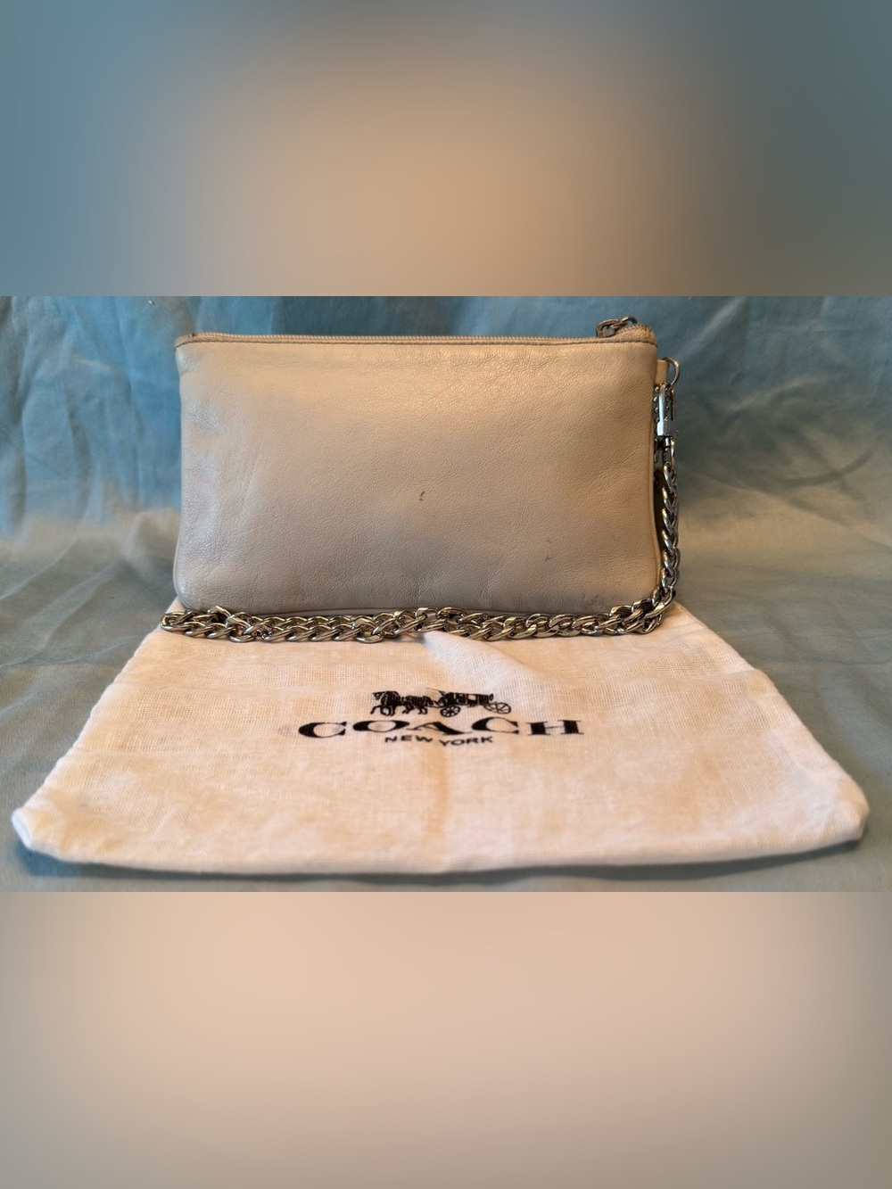 Coach Cream Wristlet Clutch With Dyst Bag - Picture 3 of 11